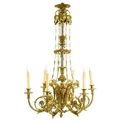 French 19th Century Louis XV Style Gilt Bronze Chandelier After Pierre Gouthiere 4