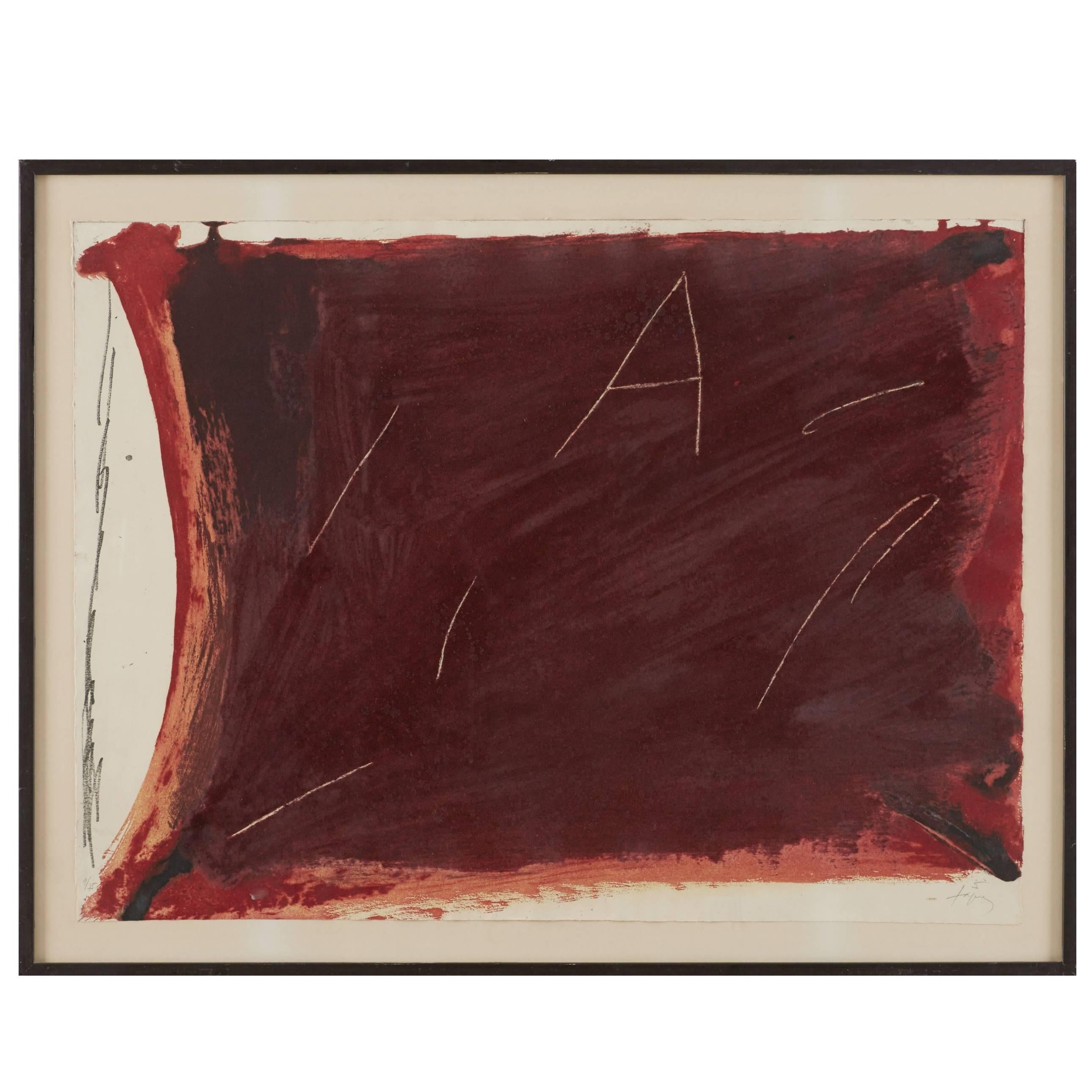 Color Etching by Antoni Tapies For Sale