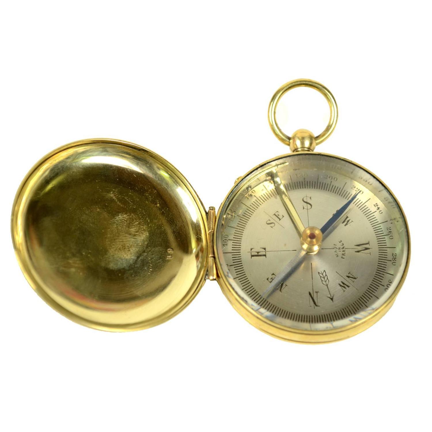Small Travel Brass Compass with Lid Made in the 1920s For Sale at 1stdibs