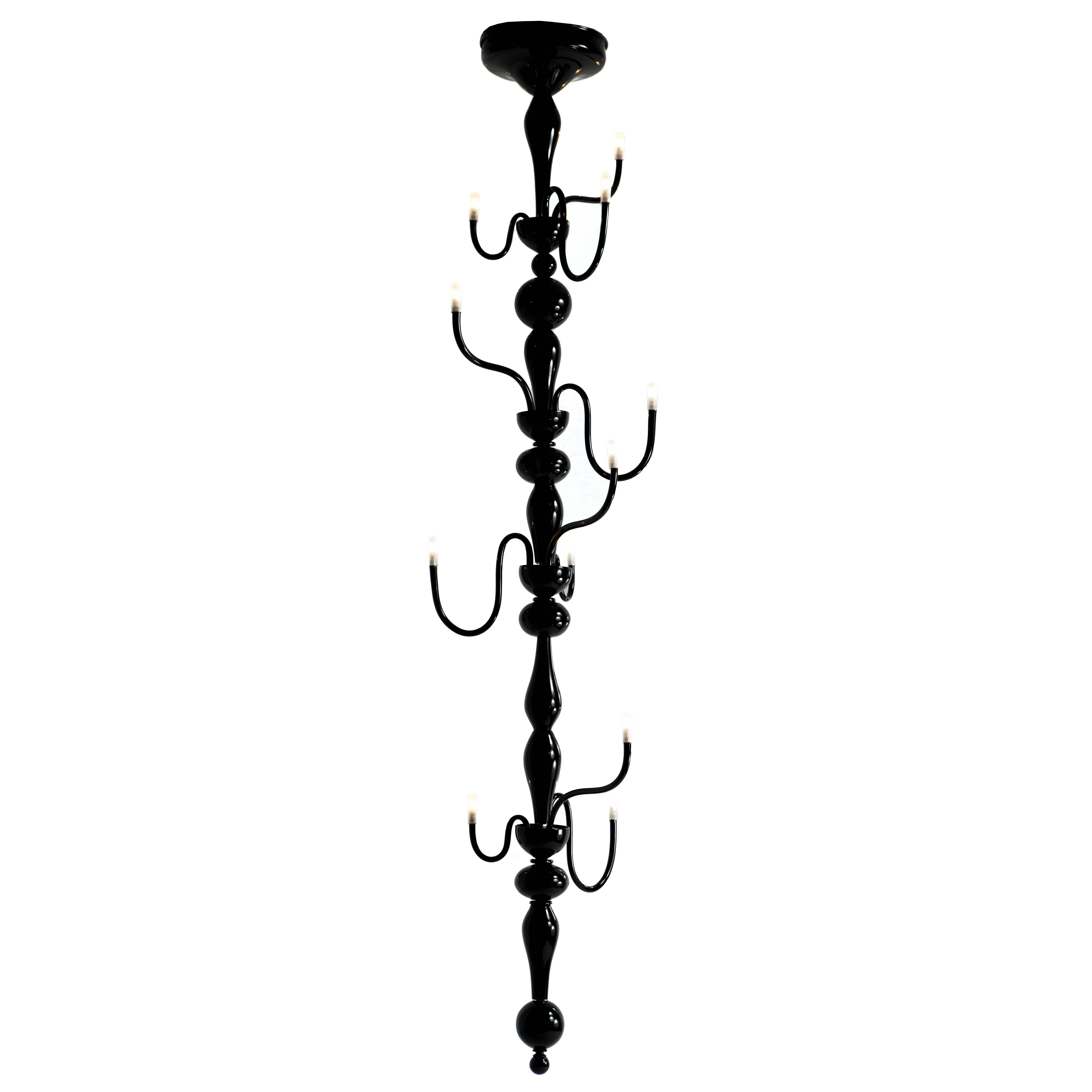Black Murano Glass Chandelier by Sam Baron For Sale