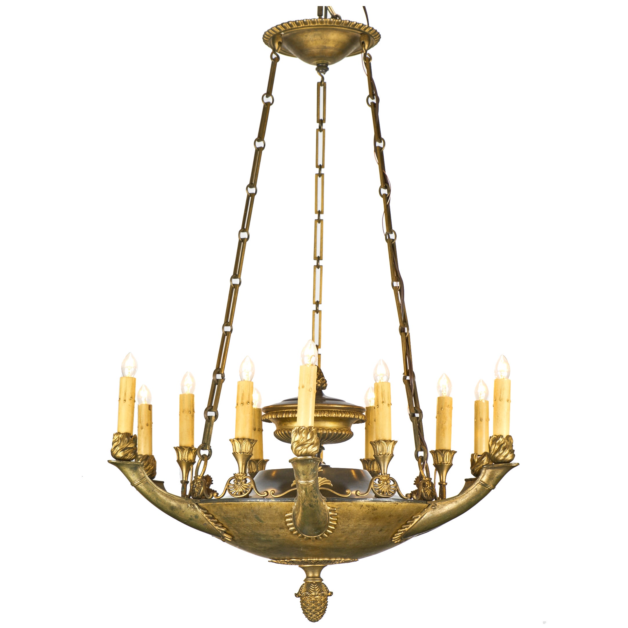 19th c. French Empire Ebonized Bronze Chandelier For Sale at 1stDibs