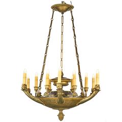 19th Century French Empire Bronze Chandelier 12