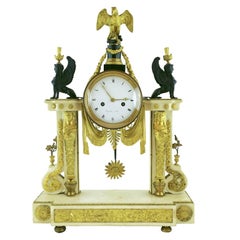 Louis XVI Ormolu and Marble Portico Mantel Clock Marked Bergmiller a Paris