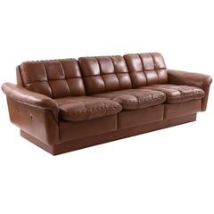 Hand-Stitched Patinated Leather Sofa by De Sede 4