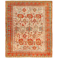 Antique Primitive Turkish Oushak Rug