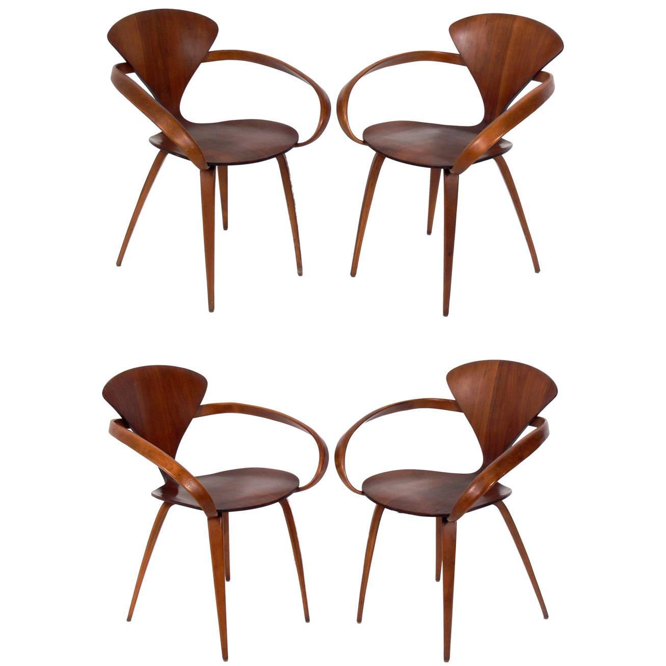 Set of Four Sculptural Dining Chairs Designed by Norman Cherner for