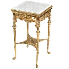 Antique 19th Century French Gilt Metal Marble Top Occasional Table