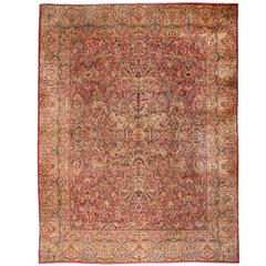Extremely Finely Woven Antique Persian Lavar Kerman Carpet
