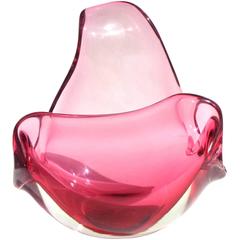 Seguso Vetri d'Arte Murano Sommerso Pink Italian Art Glass Conch Shell Sculpture