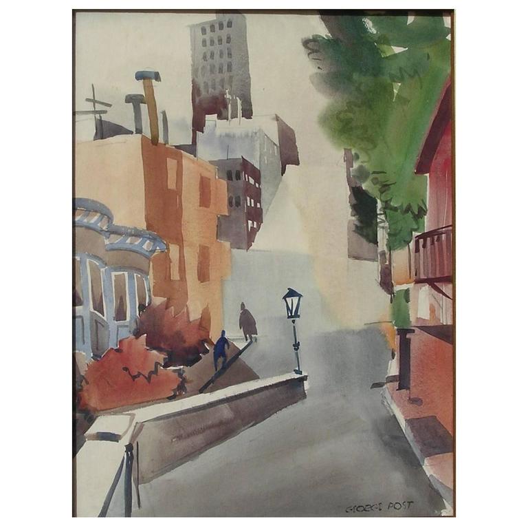 George Post Watercolor San Francisco Leavenworth Street For Sale At 1stdibs