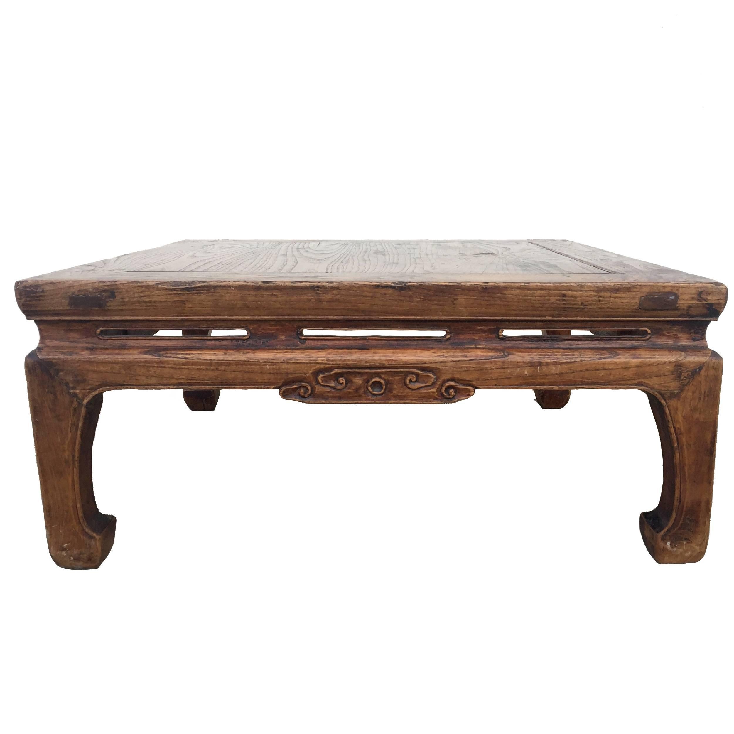 Antique Chinese Square Kang Table, Low Table For Sale