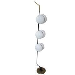 Unusual Opaline and Brass Standing Lamp by Maison Lunel