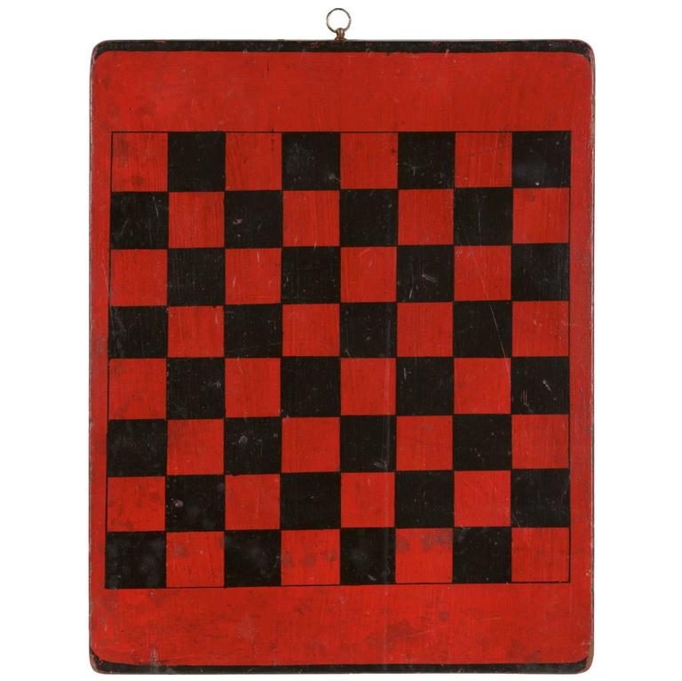 American Checker Board with Great Polychrome Painted Surface For Sale
