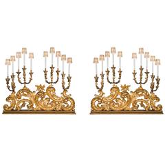 Monumental Pair of Italian 18th Century Baroque Electrified Candelabras 5