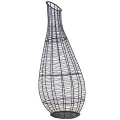 Unusual 1950s French Woven Bronze Vase