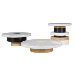 Set of 3 Sass Pedestals from Souda, Wood and Carrara Marble 5