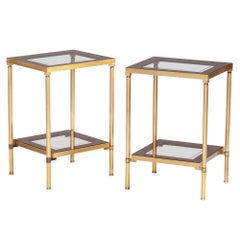Pair of Side Tables in Brass and Glass