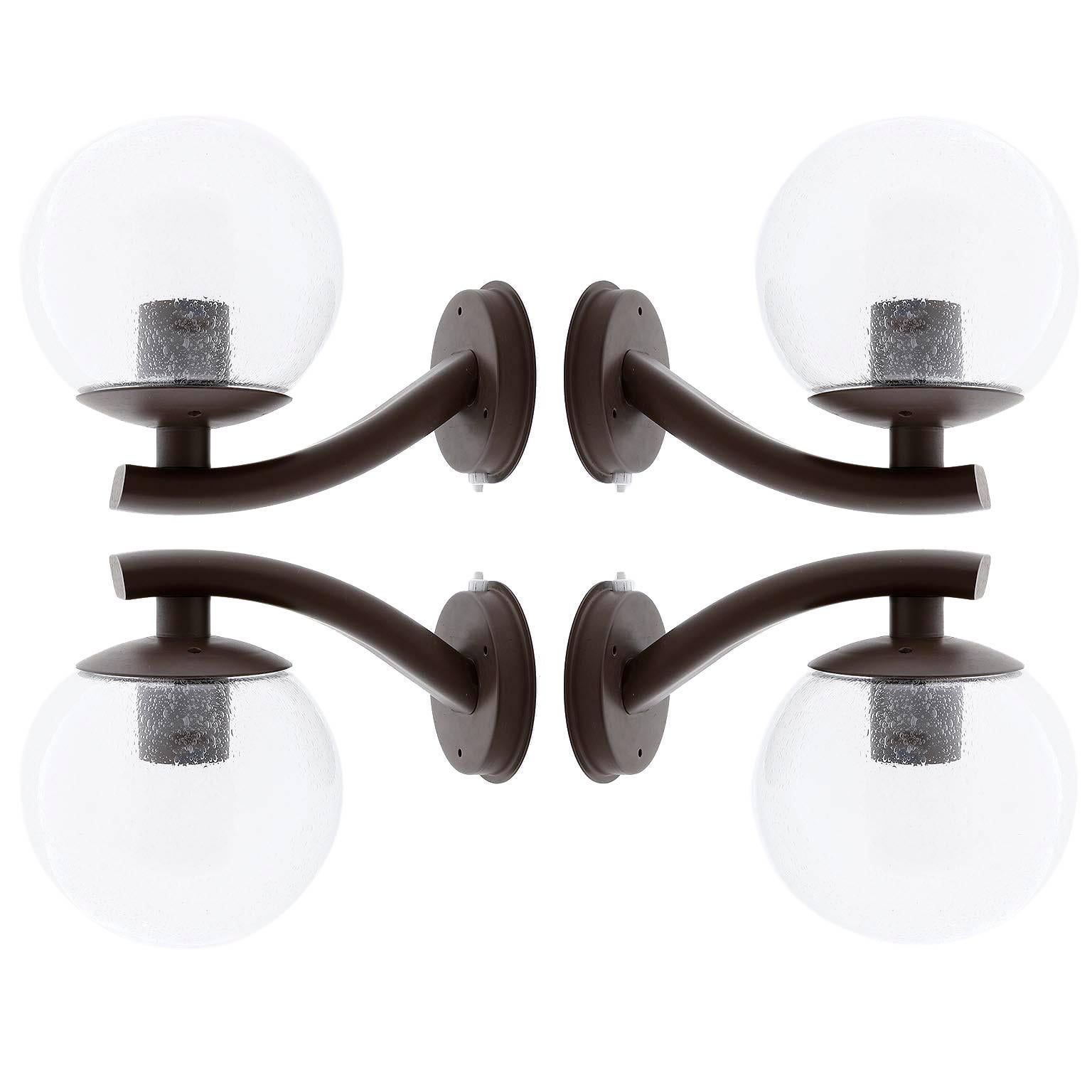 Eight RAAK Wall Lights Sconces, Bubble Glass Globes, 1970s
