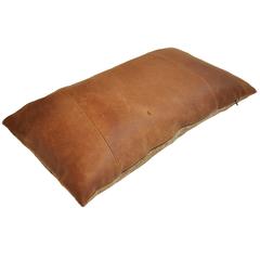 20th Century Vintage Leather Double Sided Kidney or Accent Pillow