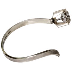 Bracciale moderno scandinavo in argento e cristallo di rocca, Waldemar Jonsson, 1969