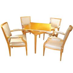 Art Deco Game Table and Chairs in Sycamore