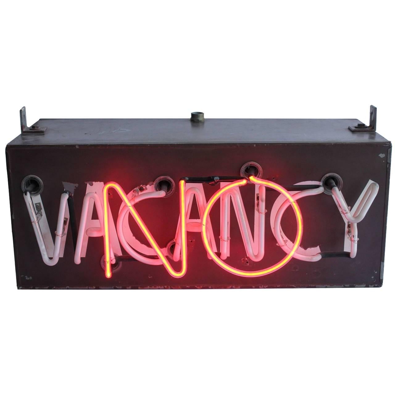 Original 1930s Neon Motel "No Vacancy" Sign