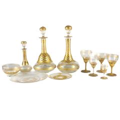 Exceptional 19th Century Venetian Stemware and Dessert Service for Eight