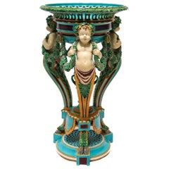 19th Century Minton Majolica Figural Pedestal Planter