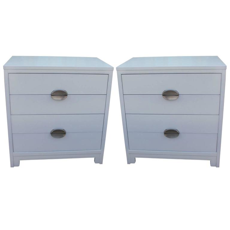 Pair of Clean Lined Modern Bachelor's Chests in White Lacquer at 1stdibs