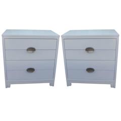 Pair of Clean Lined Modern Bachelor's Chests in White Lacquer