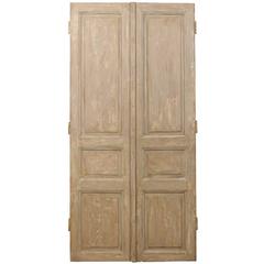 Pair of Tall French Brown Wooden Doors with Grey and Cream Accents, 19th Century 10