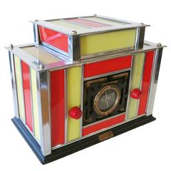 Machine Age Chrome and Stained Glass Radio by Radio-Glo, circa 1936