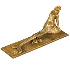 Gilt Bronze Art Nouveau Mermaid Letter Holder