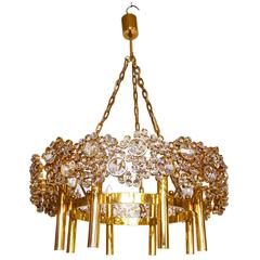 Wonderful Large Palwa Chandelier Gilded Brass and Crystal Lamp with Eight Lights 3