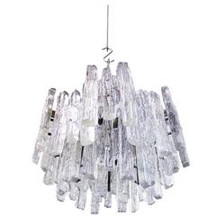Large J.T. Kalmar Flush Mount Murano Ice Glass 18 Lights Chandelier, 1960s 9