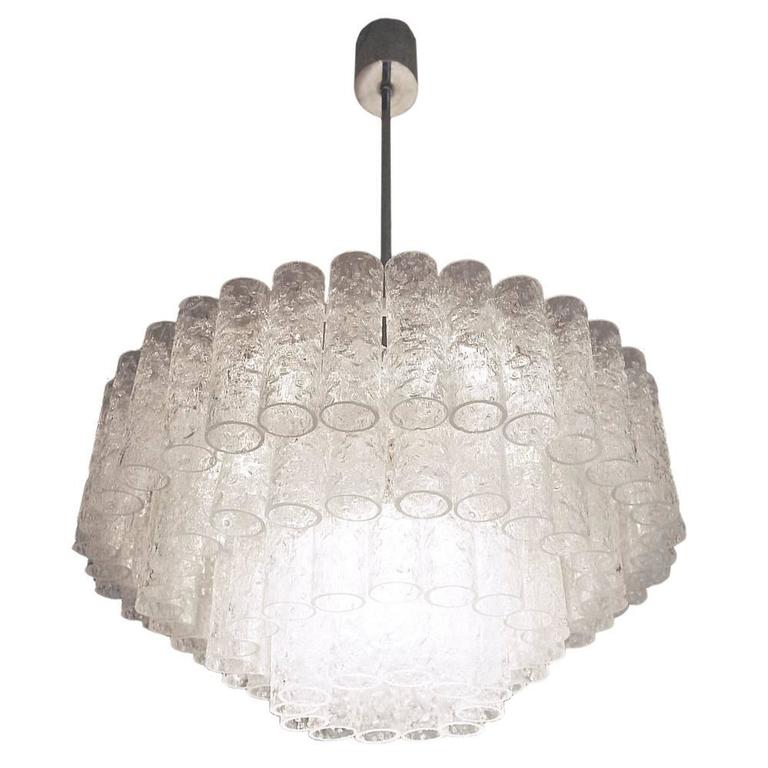 Wonderful Crystal Chandelier by Doria, Germany, 1960s with Murano Glass Tubes 1