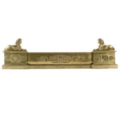 Regency Antique Brass Fire Fender with Flanking Egyptian Sphinx, 19th Century