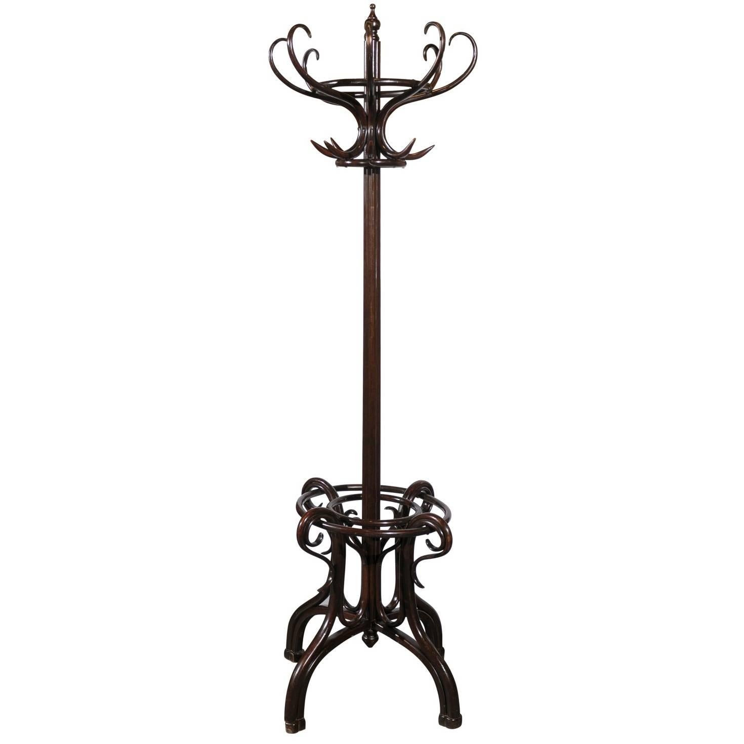 19th Century English Twelve-Hook Bentwood Hall Tree in the Style of Thonet