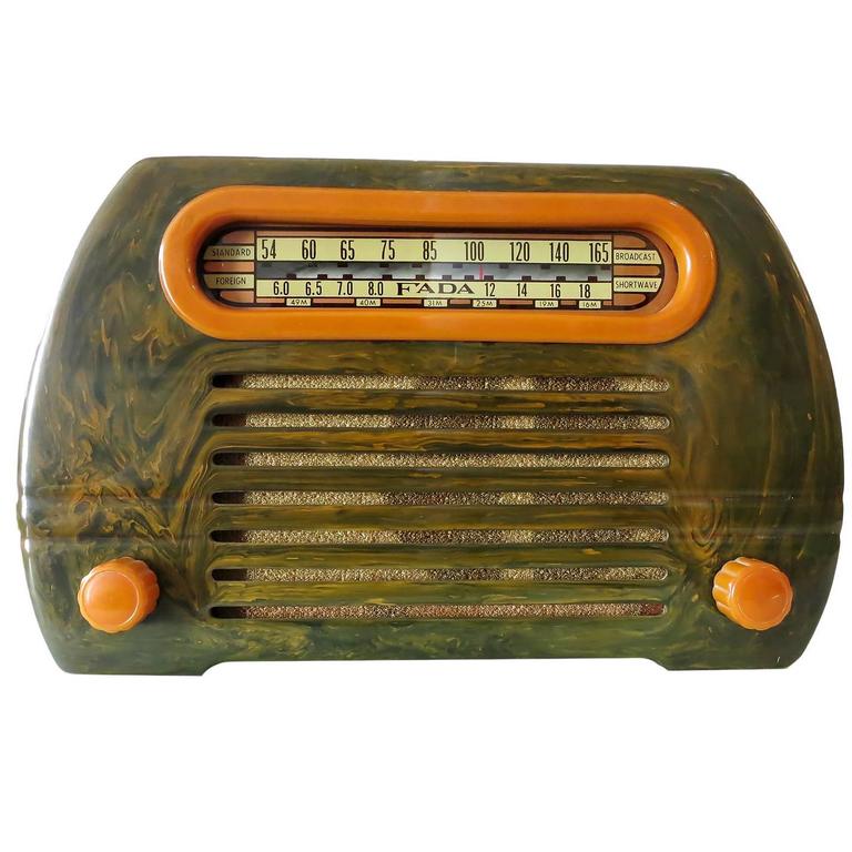 Fada Model 659 "Superheterodyne" Marble Green and Caramel Catalin Tube Radio  at 1stDibs | fada radio for sale, fada radio