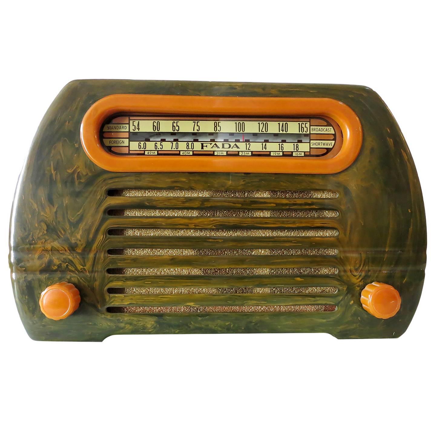 Fada Model 659 "Superheterodyne" Marble Green and Caramel Catalin Tube Radio
