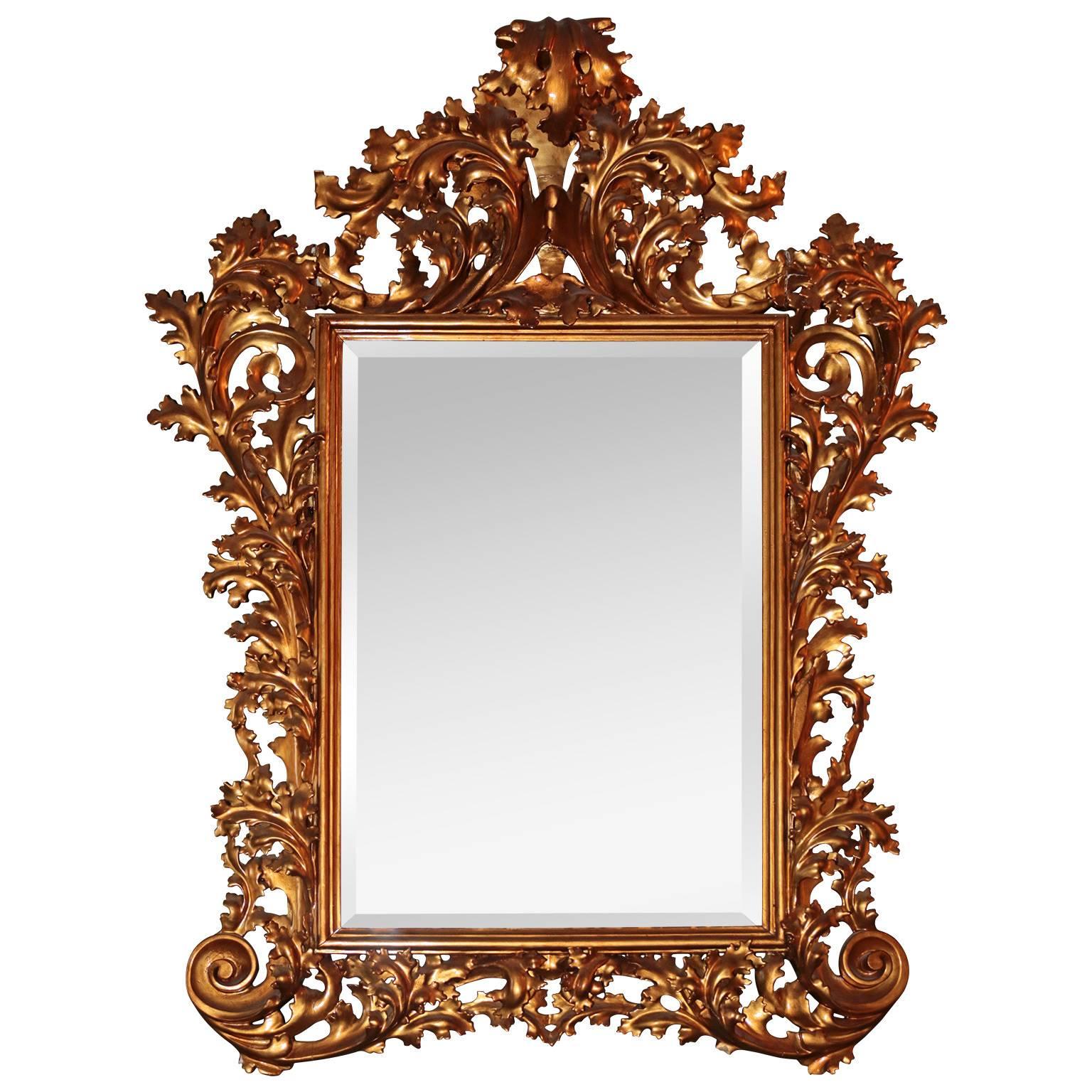 19th Century, French Gilded Rococo Wall Mirror