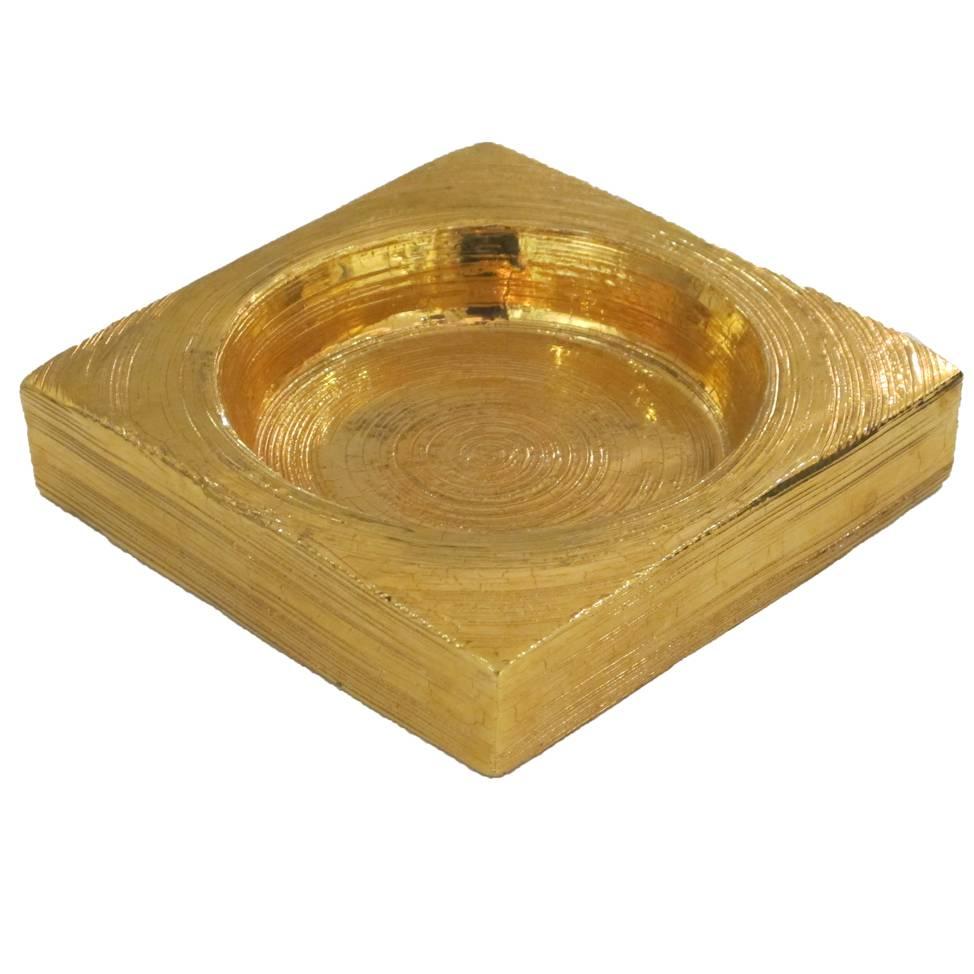 Bitossi Gold Glaze Bowl for Rosenthal Netter Signed, Italy, 1970s