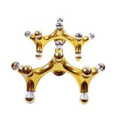 Pair of Large Golden Space Age Wall/Ceiling Lights by Cosack, Germany, 1970s 4