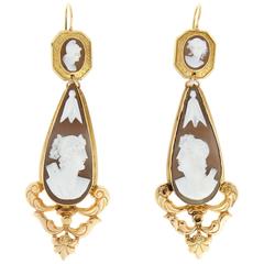 Antique Gold and Shell Cameos Earrings