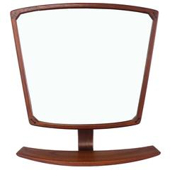 Danish Mid-Century Modern Adjustable Wall Mirror with Shelf