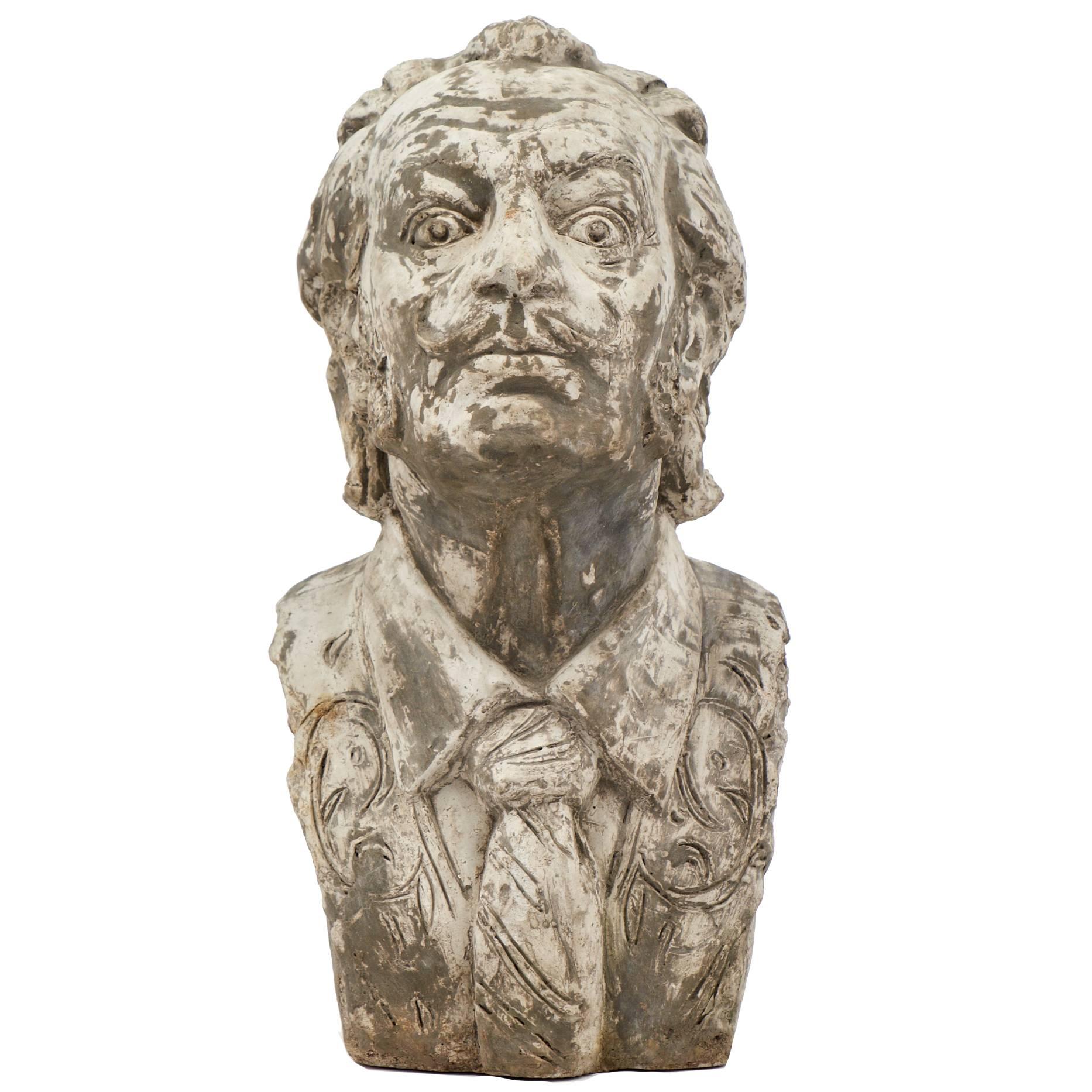 Vintage Stone Sculpture Bust of Salvador Dali