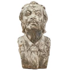 Vintage Stone Sculpture Bust of Salvador Dali