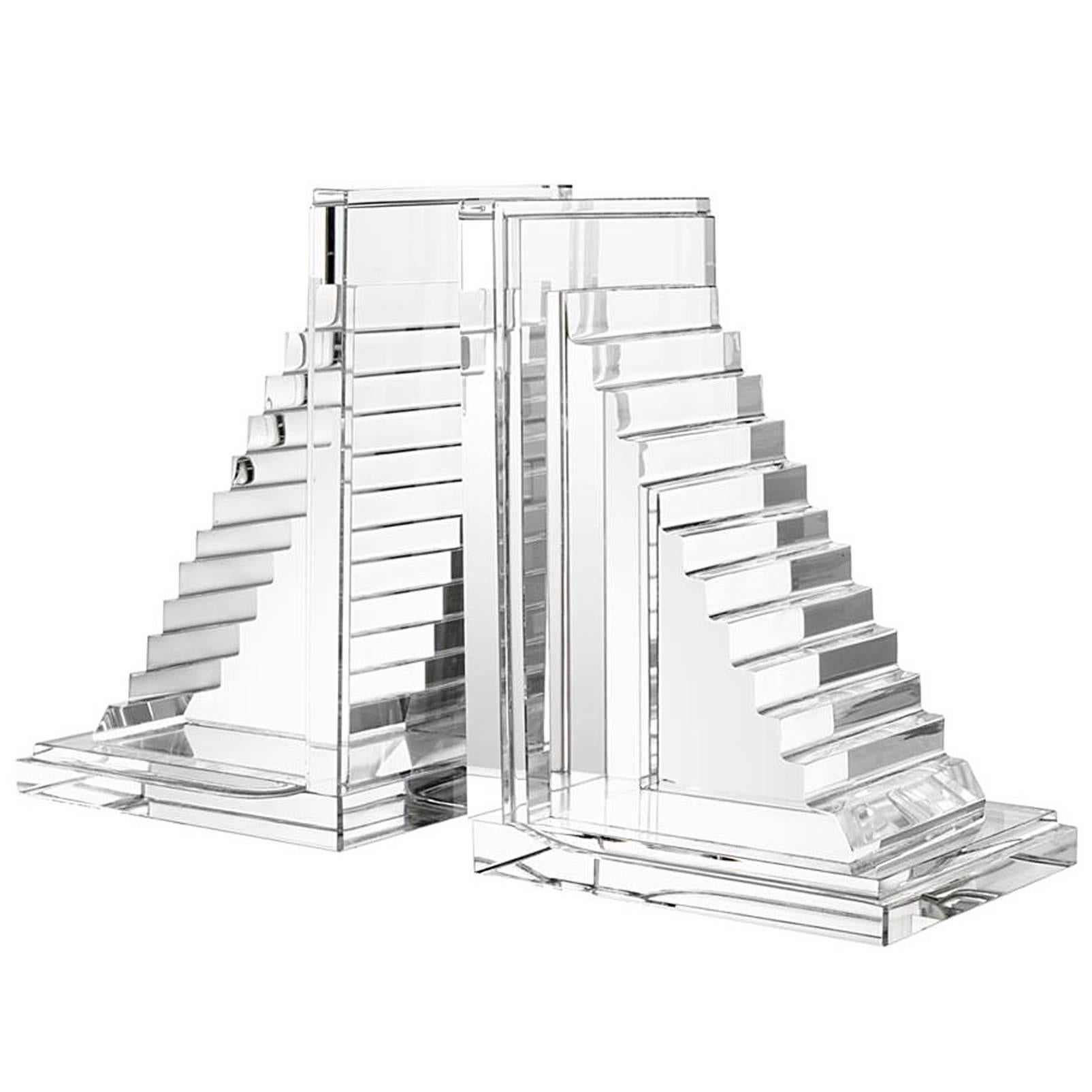 Stairs Book End Set of Two in Crystal Glass