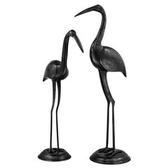 Heron Sculpture Set of Two in Solid Bronze