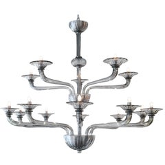 Murano Smoked Grey Glass Chandelier